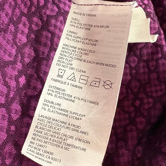 Prana Womens Grape Jacquard Stretch Polyester Nylon Purple Full Zip Size XS - Picture 4 of 10